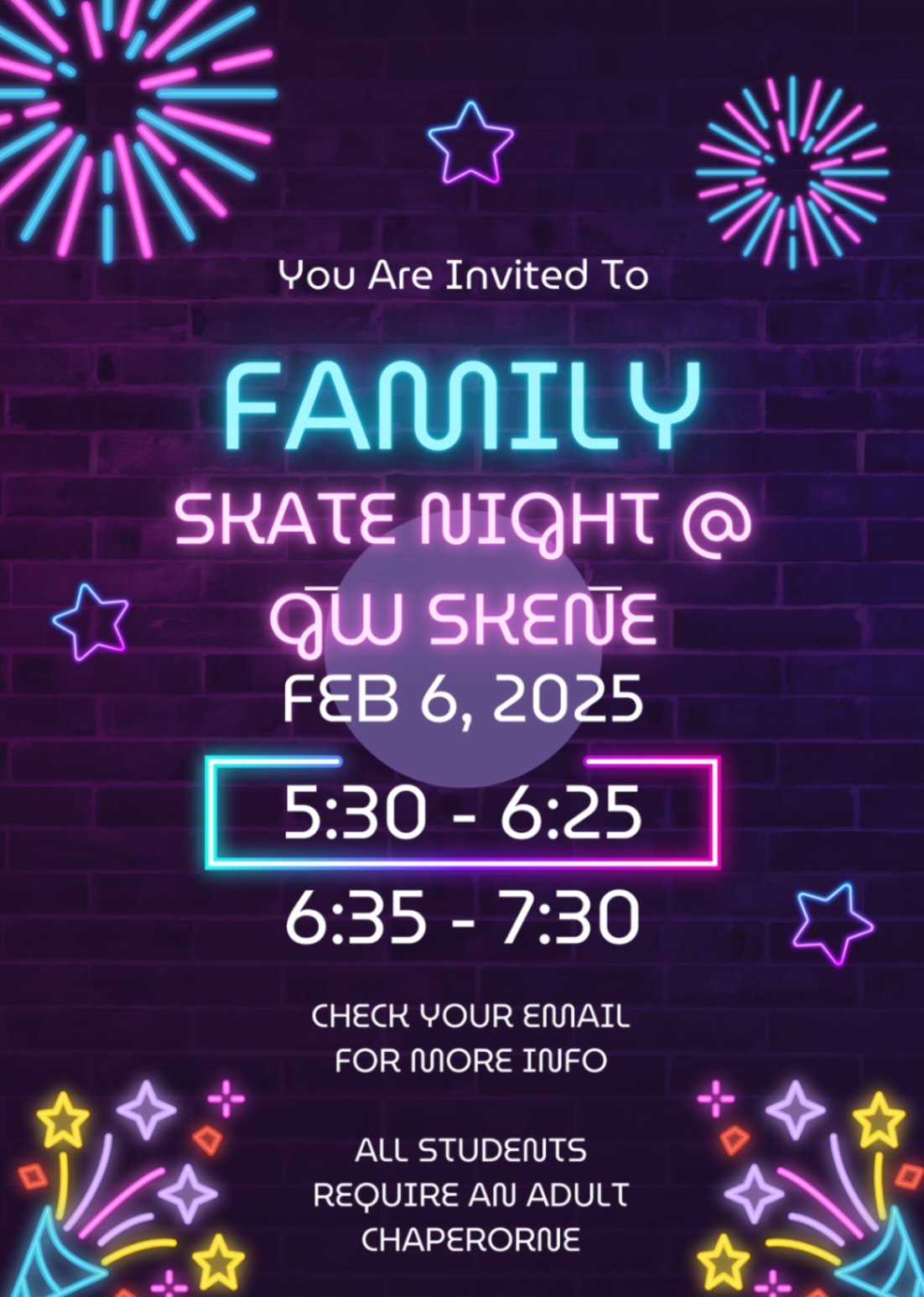 Purple and Blue Neon Glowing Birthday Party Celebration Invitation